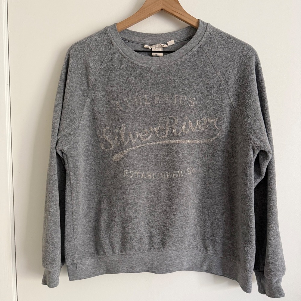 LOGG Grey River Athletics Sweatshirt Small Gritty Boho 90s Granolagirl Indie